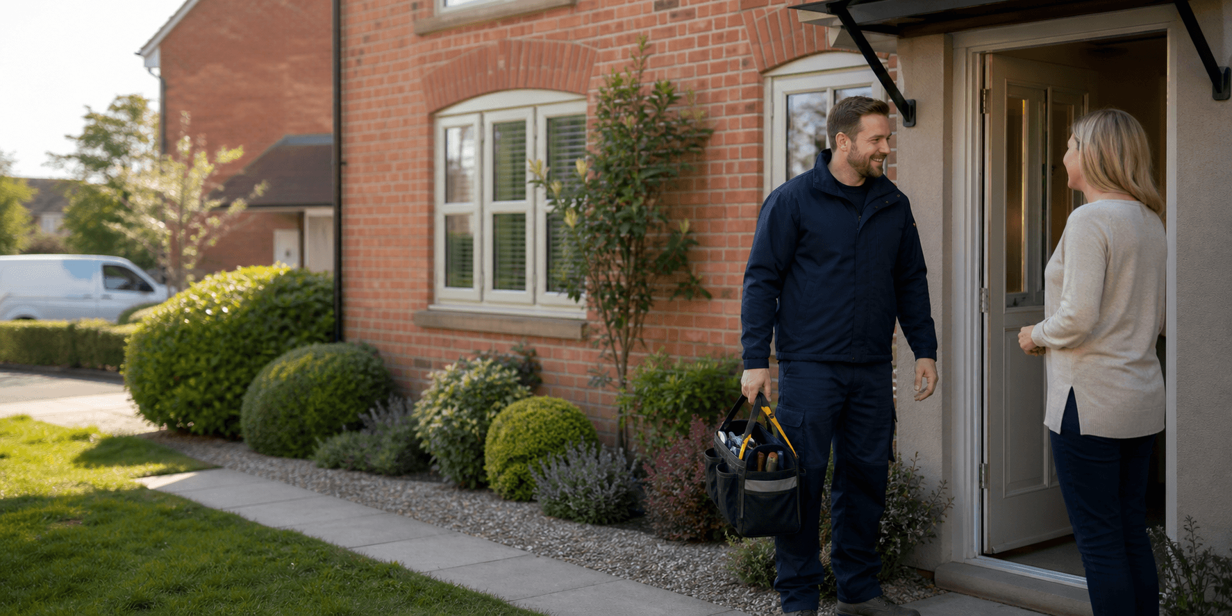 A local tradesperson arriving at a UK home